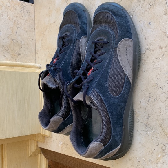 Prada suede sneakers. Sz 11. Blue/grey side w/dark grey mesh.Worn once inside !! - Picture 2 of 12